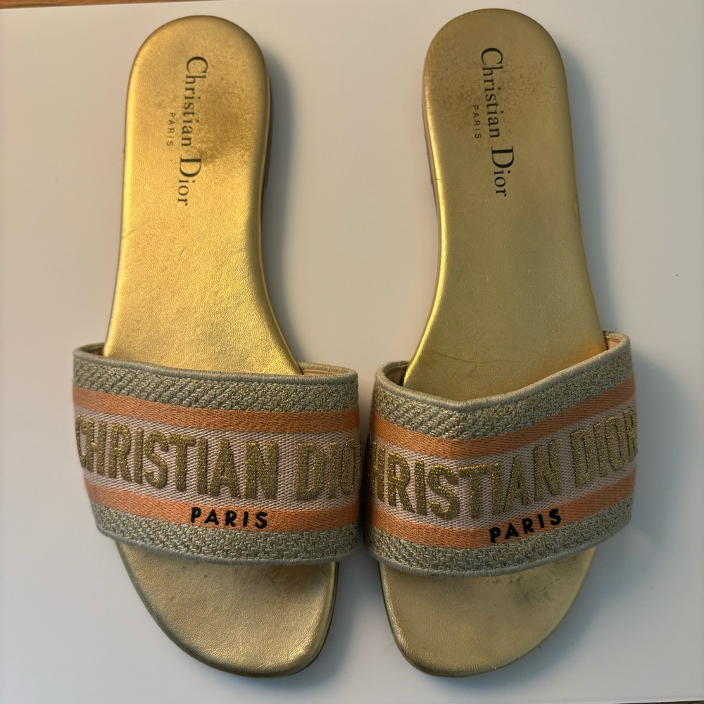 Dior Metallic Gold Slides